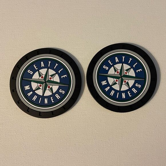 MLB Seattle Mariners car cup Coasters in black Set of 2 NWT - Picture 5 of 7